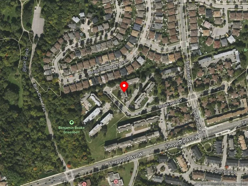 RentSafeTO apartment evaluation satellite view of 34 BROOKWELL DR in York Centre, Toronto