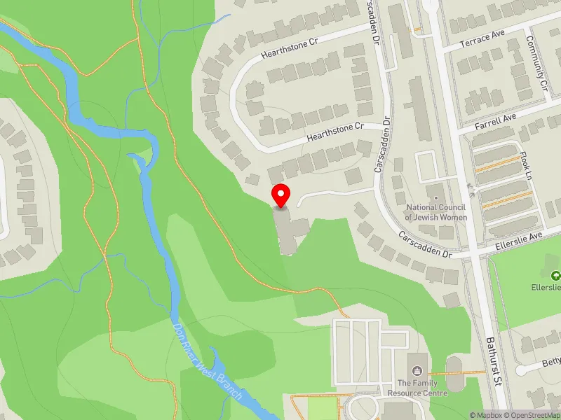 RentSafeTO apartment evaluation map view of 34 CARSCADDEN DR in York Centre, Toronto