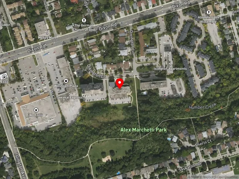 RentSafeTO apartment evaluation satellite view of 34 DIXINGTON CRES in Etobicoke Centre, Toronto