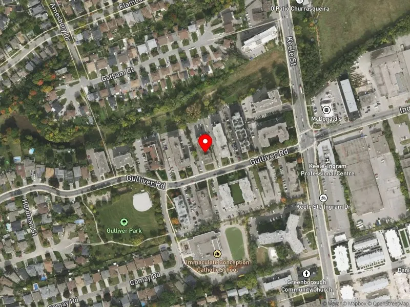 RentSafeTO apartment evaluation satellite view of 34 GULLIVER RD in York South-Weston, Toronto