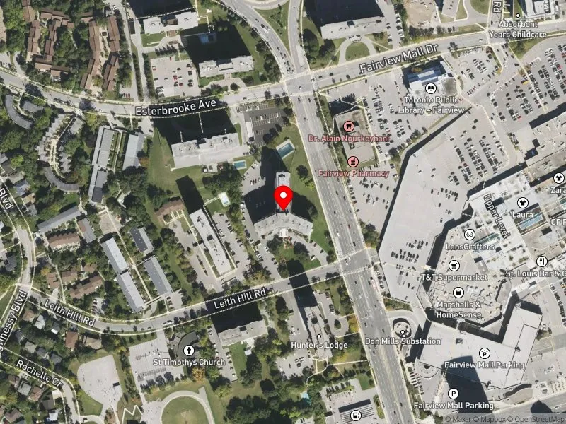 RentSafeTO apartment evaluation satellite view of 34 LEITH HILL RD in Don Valley North, Toronto