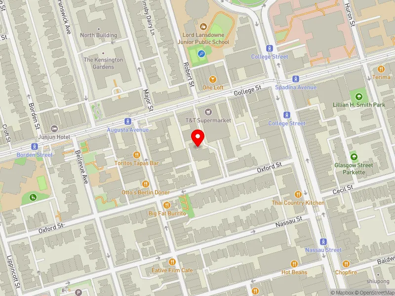RentSafeTO apartment evaluation map view of 34 OXFORD ST in University-Rosedale, Toronto