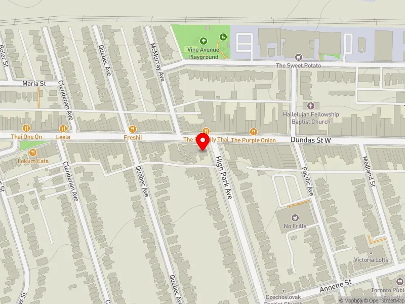 RentSafeTO apartment evaluation map view of 340 HIGH PARK AVE in Parkdale-High Park, Toronto