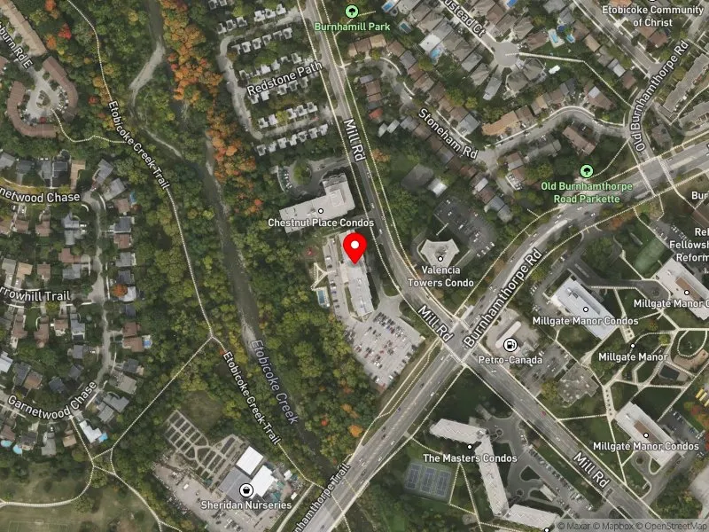 RentSafeTO apartment evaluation satellite view of 340 MILL RD in Etobicoke Centre, Toronto