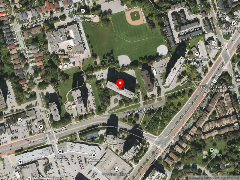 RentSafeTO apartment evaluation satellite view of 3400 EGLINTON AVE E in Scarborough-Guildwood, Toronto