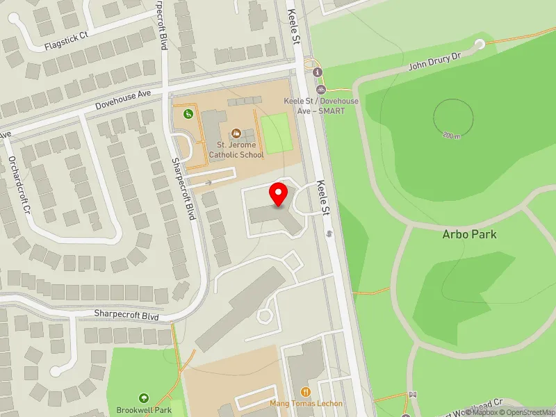 RentSafeTO apartment evaluation map view of 3400 KEELE ST in York Centre, Toronto