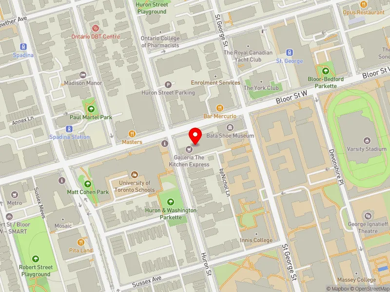 RentSafeTO apartment evaluation map view of 341 BLOOR ST W in University-Rosedale, Toronto