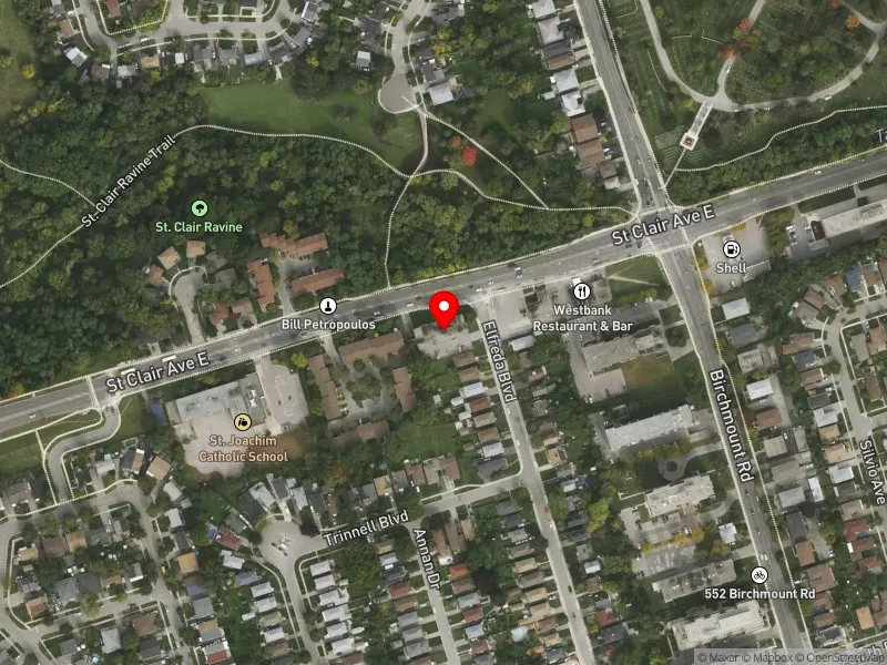 RentSafeTO apartment evaluation satellite view of 3423 ST CLAIR AVE E in Scarborough Southwest, Toronto