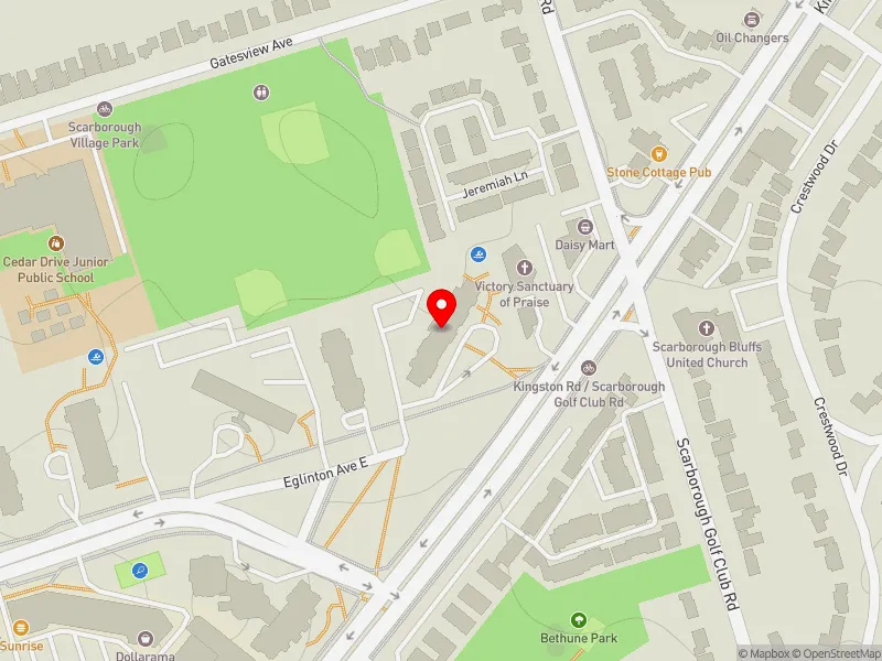 RentSafeTO apartment evaluation map view of 3434 EGLINTON AVE E in Scarborough-Guildwood, Toronto