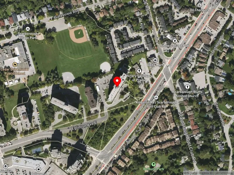 RentSafeTO apartment evaluation satellite view of 3434 EGLINTON AVE E in Scarborough-Guildwood, Toronto