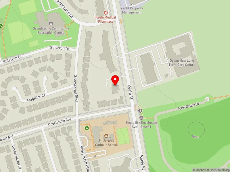 RentSafeTO apartment evaluation map view of 3444 KEELE ST in York Centre, Toronto