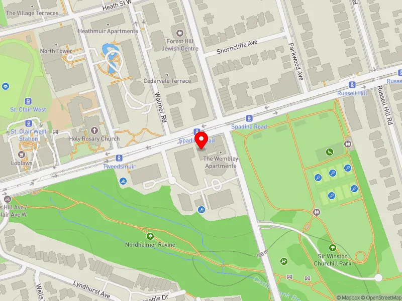 RentSafeTO apartment evaluation map view of 345 ST CLAIR AVE W in Toronto-St. Paul's, Toronto
