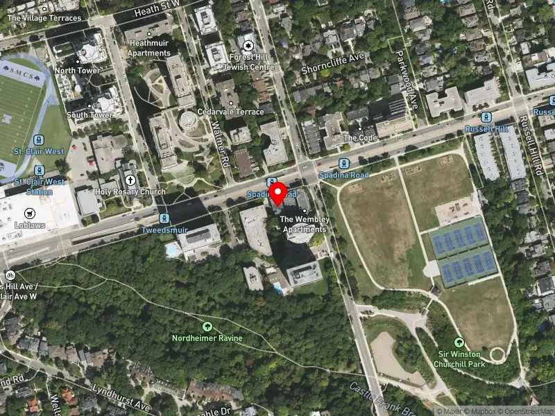 RentSafeTO apartment evaluation satellite view of 345 ST CLAIR AVE W in Toronto-St. Paul's, Toronto