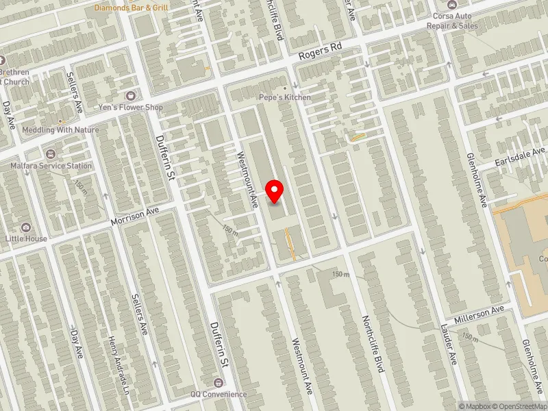 RentSafeTO apartment evaluation map view of 345 WESTMOUNT AVE in Davenport, Toronto