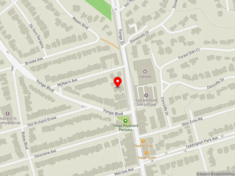 RentSafeTO apartment evaluation map view of 3474 YONGE ST in Eglinton-Lawrence, Toronto