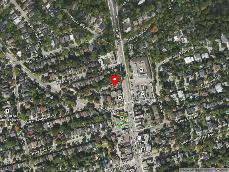 RentSafeTO apartment evaluation satellite view of 3474 YONGE ST in Eglinton-Lawrence, Toronto