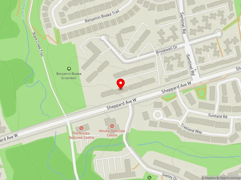 RentSafeTO apartment evaluation map view of 35 BROOKWELL DR in York Centre, Toronto
