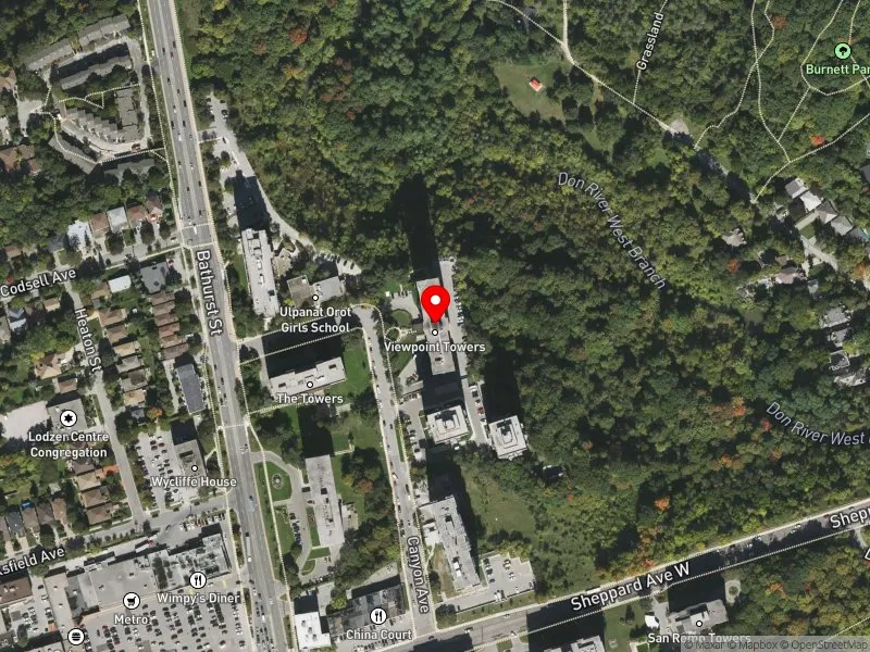RentSafeTO apartment evaluation satellite view of 35 CANYON AVE in York Centre, Toronto