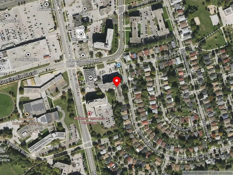 RentSafeTO apartment evaluation satellite view of 35 CONFEDERATION DR in Scarborough-Guildwood, Toronto