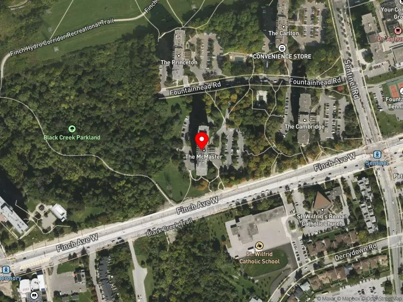 RentSafeTO apartment evaluation satellite view of 35 FOUNTAINHEAD RD in Humber River-Black Creek, Toronto