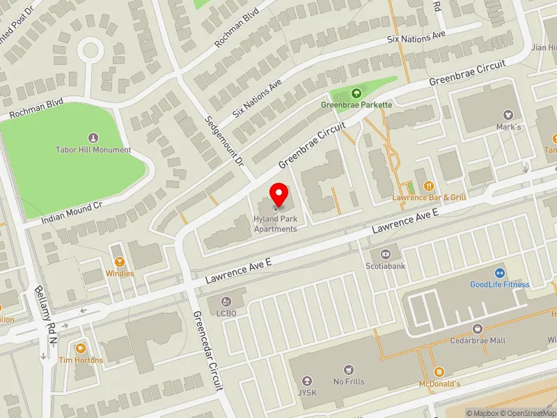 RentSafeTO apartment evaluation map view of 35 GREENBRAE CRCT in Scarborough-Guildwood, Toronto