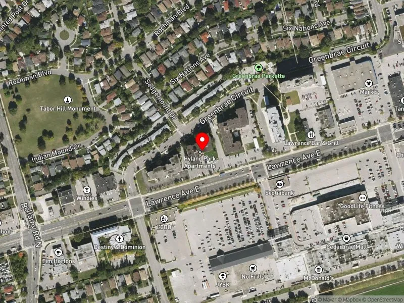 RentSafeTO apartment evaluation satellite view of 35 GREENBRAE CRCT in Scarborough-Guildwood, Toronto