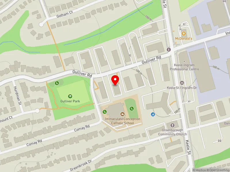 RentSafeTO apartment evaluation map view of 35 GULLIVER RD in York South-Weston, Toronto