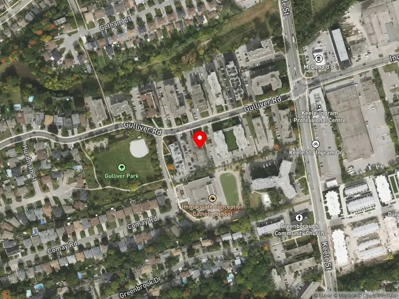 RentSafeTO apartment evaluation satellite view of 35 GULLIVER RD in York South-Weston, Toronto