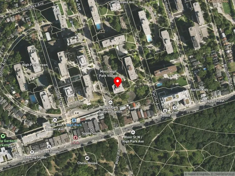 RentSafeTO apartment evaluation satellite view of 35 HIGH PARK AVE in Parkdale-High Park, Toronto
