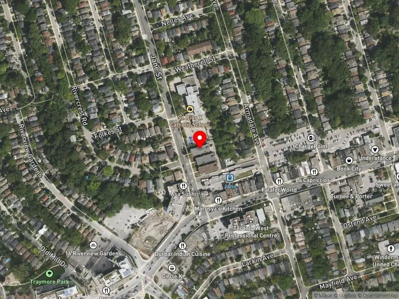 RentSafeTO apartment evaluation satellite view of 35 JANE ST in Parkdale-High Park, Toronto