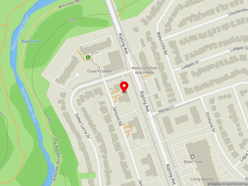 RentSafeTO apartment evaluation map view of 35 JANSUSIE RD in Etobicoke North, Toronto