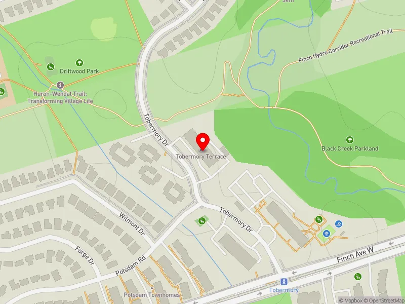 RentSafeTO apartment evaluation map view of 35 TOBERMORY DR in Humber River-Black Creek, Toronto