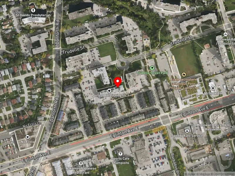 RentSafeTO apartment evaluation satellite view of 35 TRUDELLE ST in Scarborough Centre, Toronto