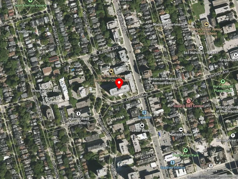 RentSafeTO apartment evaluation satellite view of 35 WALMER RD in University-Rosedale, Toronto