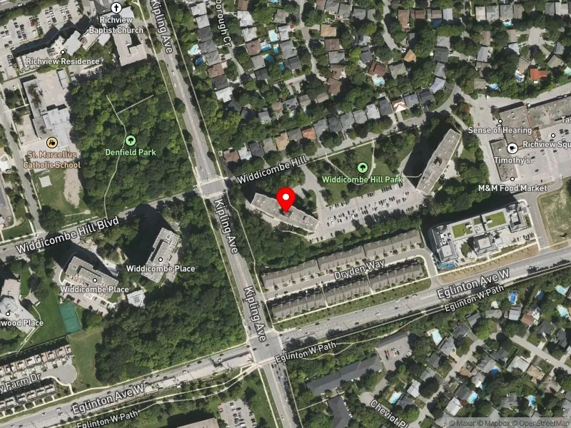 RentSafeTO apartment evaluation satellite view of 35 WIDDICOMBE HILL in Etobicoke Centre, Toronto
