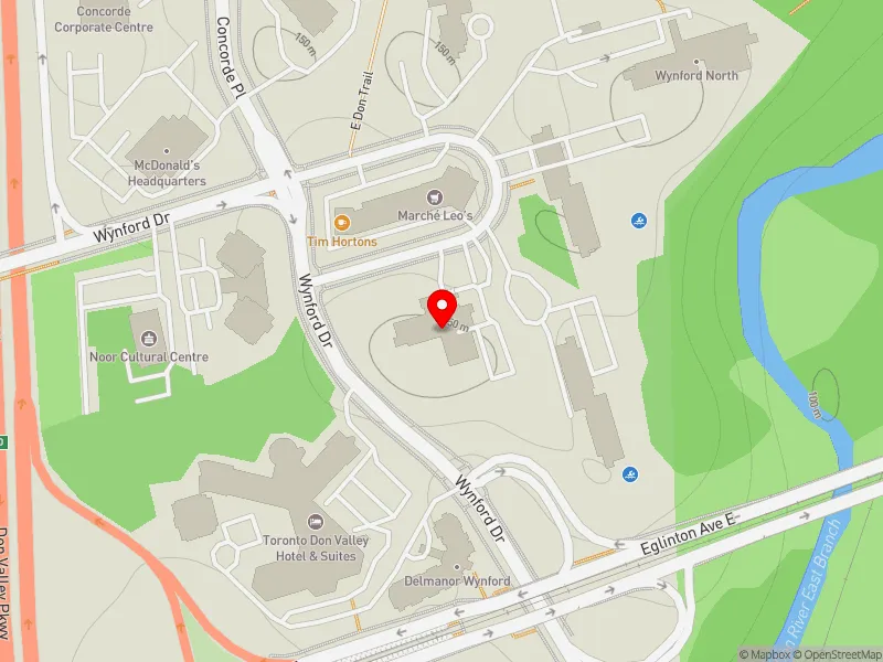 RentSafeTO apartment evaluation map view of 35 WYNFORD HEIGHTS CRES in Don Valley East, Toronto