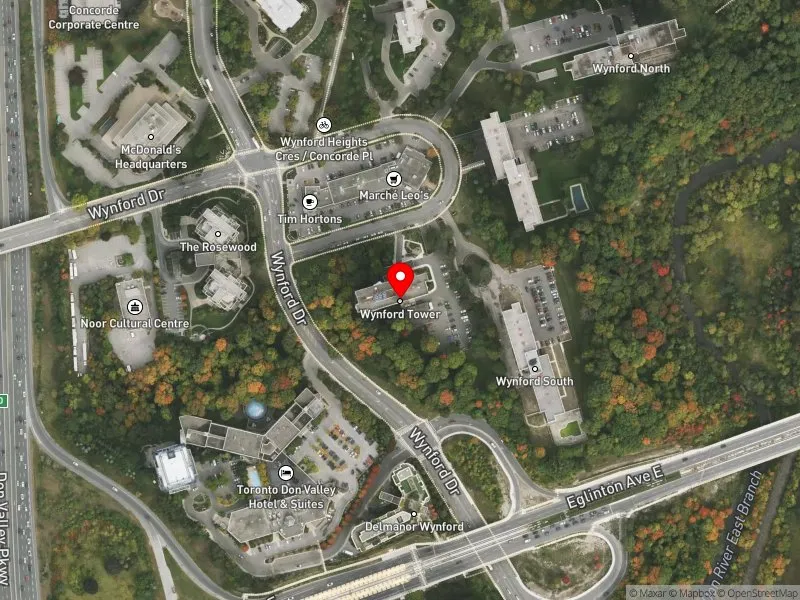 RentSafeTO apartment evaluation satellite view of 35 WYNFORD HEIGHTS CRES in Don Valley East, Toronto