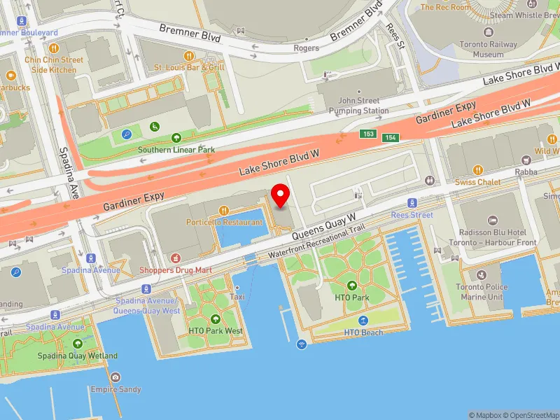 RentSafeTO apartment evaluation map view of 350 QUEENS QUAY W in Spadina-Fort York, Toronto
