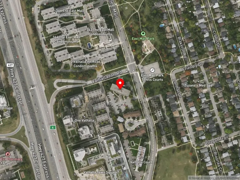 RentSafeTO apartment evaluation satellite view of 350 THE EAST MALL in Etobicoke Centre, Toronto