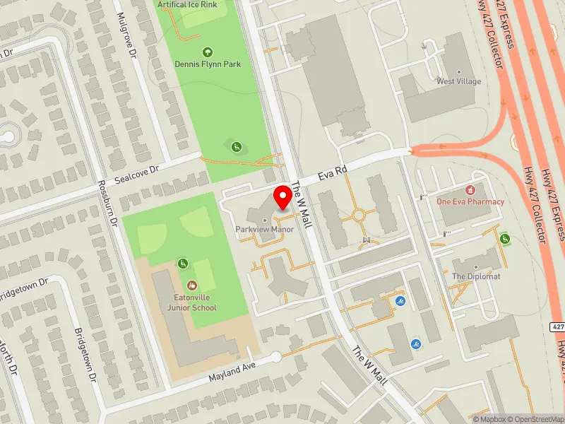 RentSafeTO apartment evaluation map view of 350 THE WEST MALL in Etobicoke Centre, Toronto