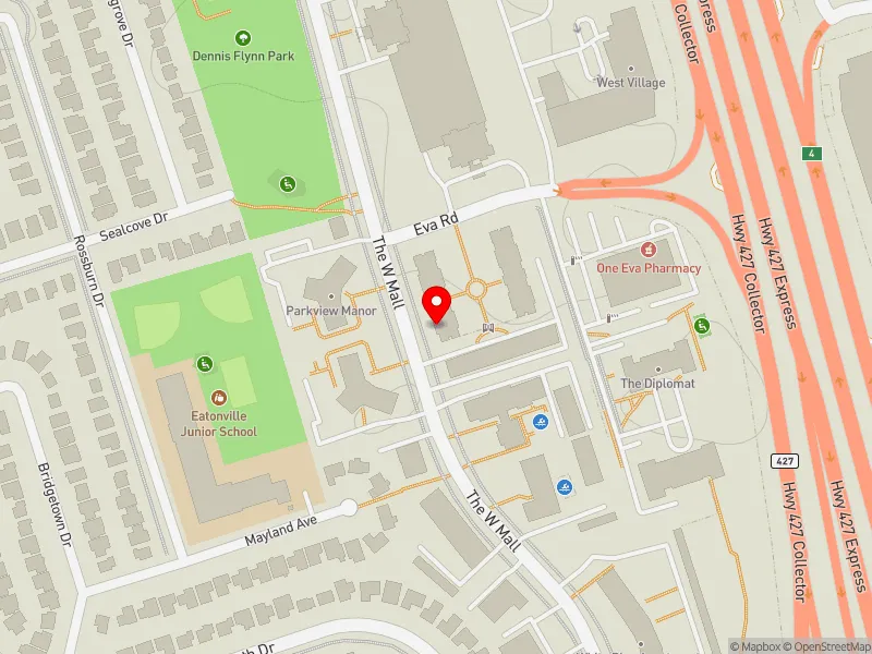 RentSafeTO apartment evaluation map view of 351 THE WEST MALL in Etobicoke Centre, Toronto