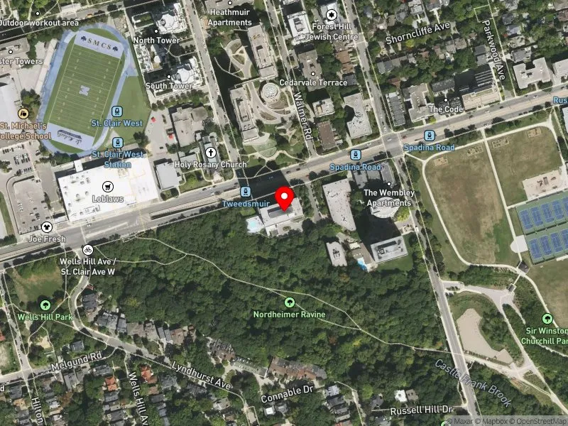 RentSafeTO apartment evaluation satellite view of 355 ST CLAIR AVE W in Toronto-St. Paul's, Toronto