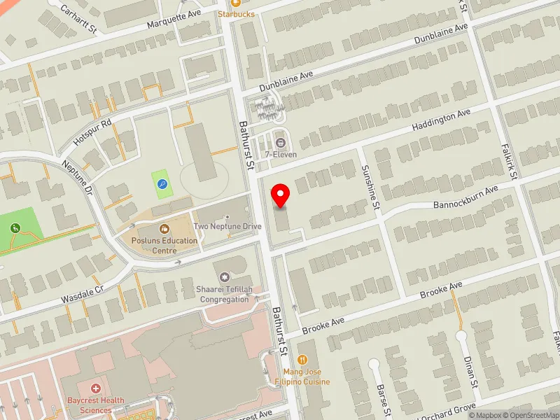 RentSafeTO apartment evaluation map view of 3575 BATHURST ST in Eglinton-Lawrence, Toronto