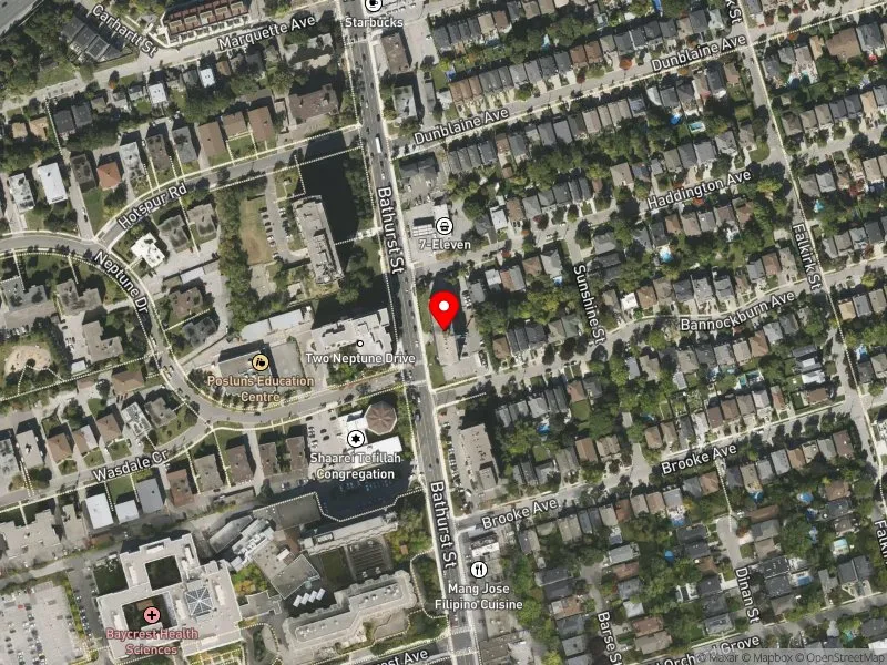 RentSafeTO apartment evaluation satellite view of 3575 BATHURST ST in Eglinton-Lawrence, Toronto