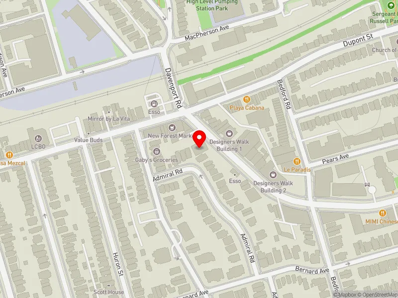RentSafeTO apartment evaluation map view of 359 DAVENPORT RD in University-Rosedale, Toronto