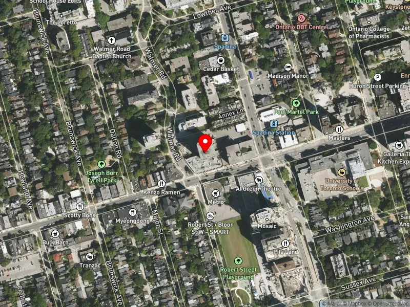 RentSafeTO apartment evaluation satellite view of 360 BLOOR ST W in University-Rosedale, Toronto