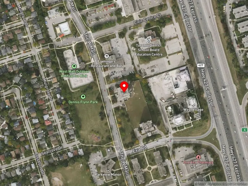 RentSafeTO apartment evaluation satellite view of 361 THE WEST MALL in Etobicoke Centre, Toronto