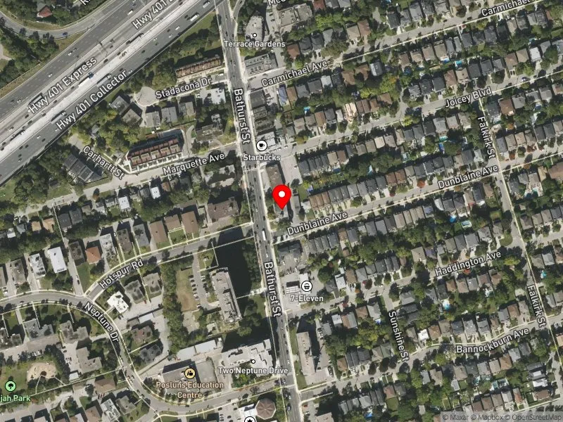 RentSafeTO apartment evaluation satellite view of 3635 BATHURST ST in Eglinton-Lawrence, Toronto