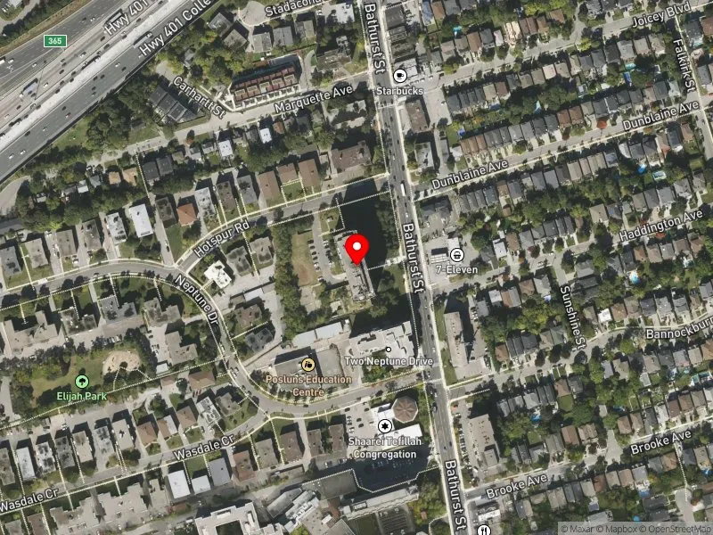 RentSafeTO apartment evaluation satellite view of 3636 BATHURST ST in Eglinton-Lawrence, Toronto