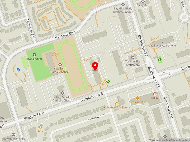 RentSafeTO apartment evaluation map view of 365 BAY MILLS BLVD in Scarborough-Agincourt, Toronto